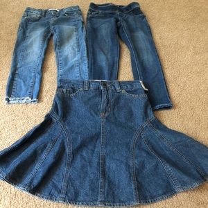 Bundle of 2 Jeans (DKNY/Justice) and 1 Jean Skirt